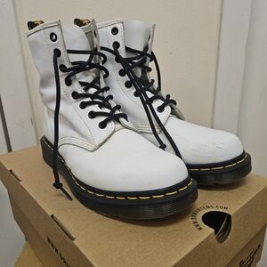 Dr. Martens White Lace Up Boots